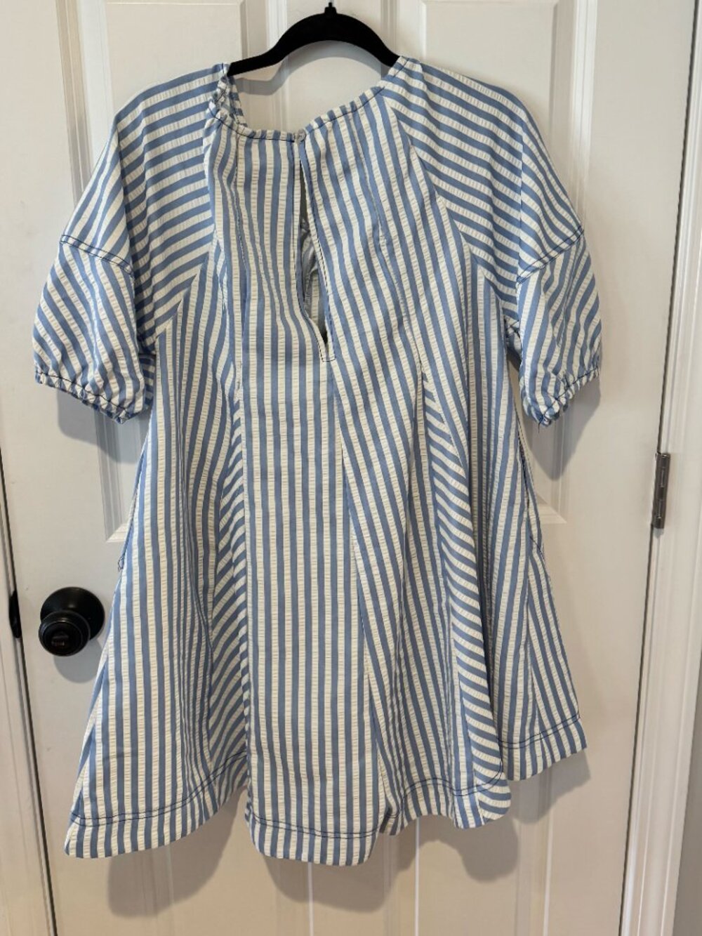 Blue and White Stripe Baby Doll Romper - Size Medium‎ - Picture 2 of 10